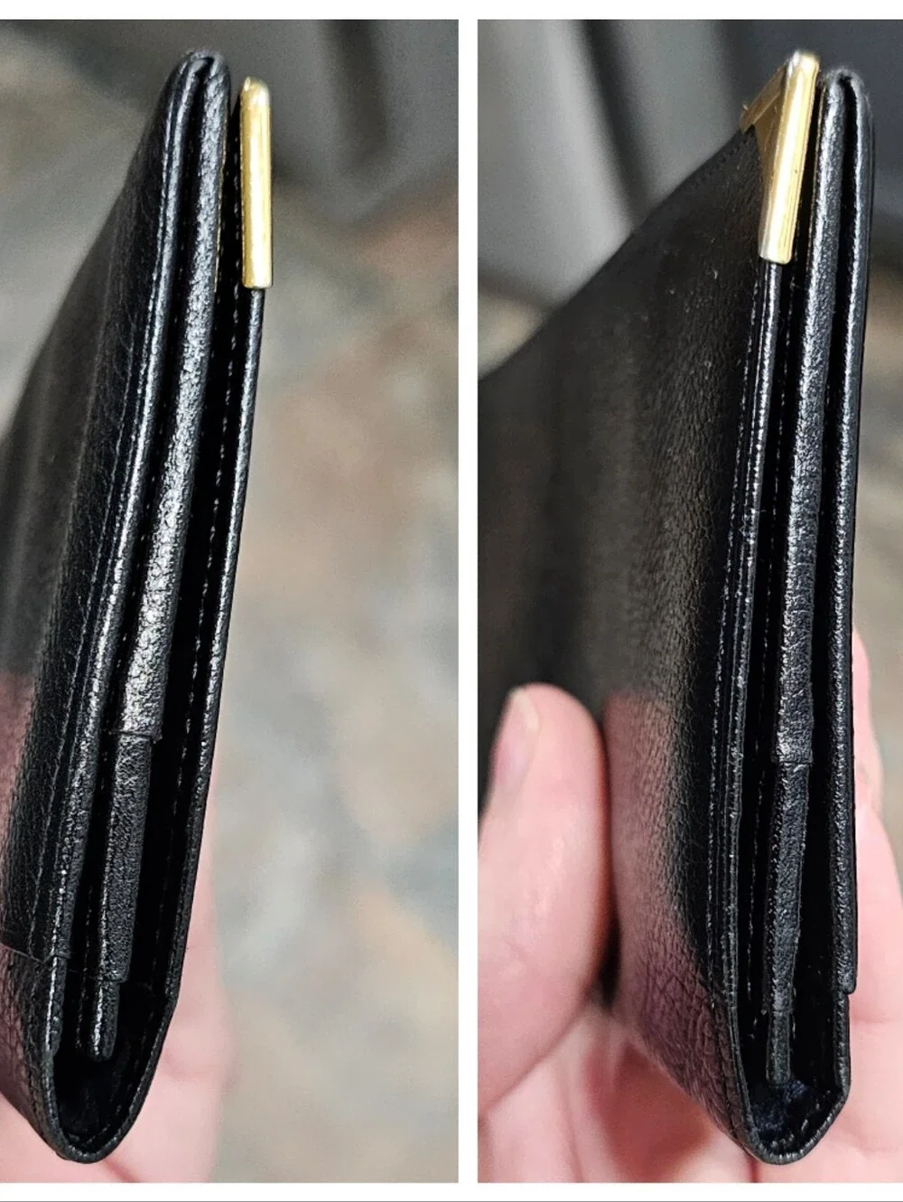 Yves Saint Laurent Black Leather Continental Wallet with Gold Corner Accents - Picture 4 of 16